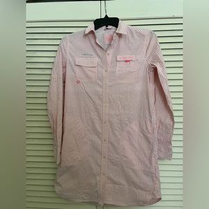 Palm beach pink & white seersucker performance dress